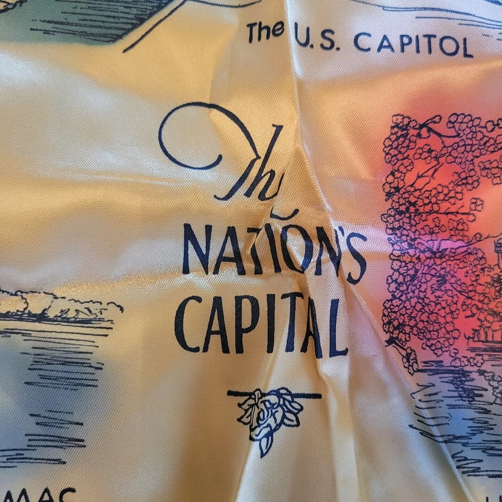 Vintage Washington DC Souvenir Pillow Cover ~ White House ~ Cherry Blossoms